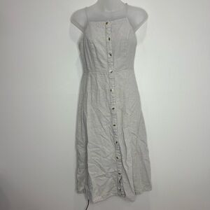 Old Navy Linen Blend Cream Beige Midi Length Dress Button front size small